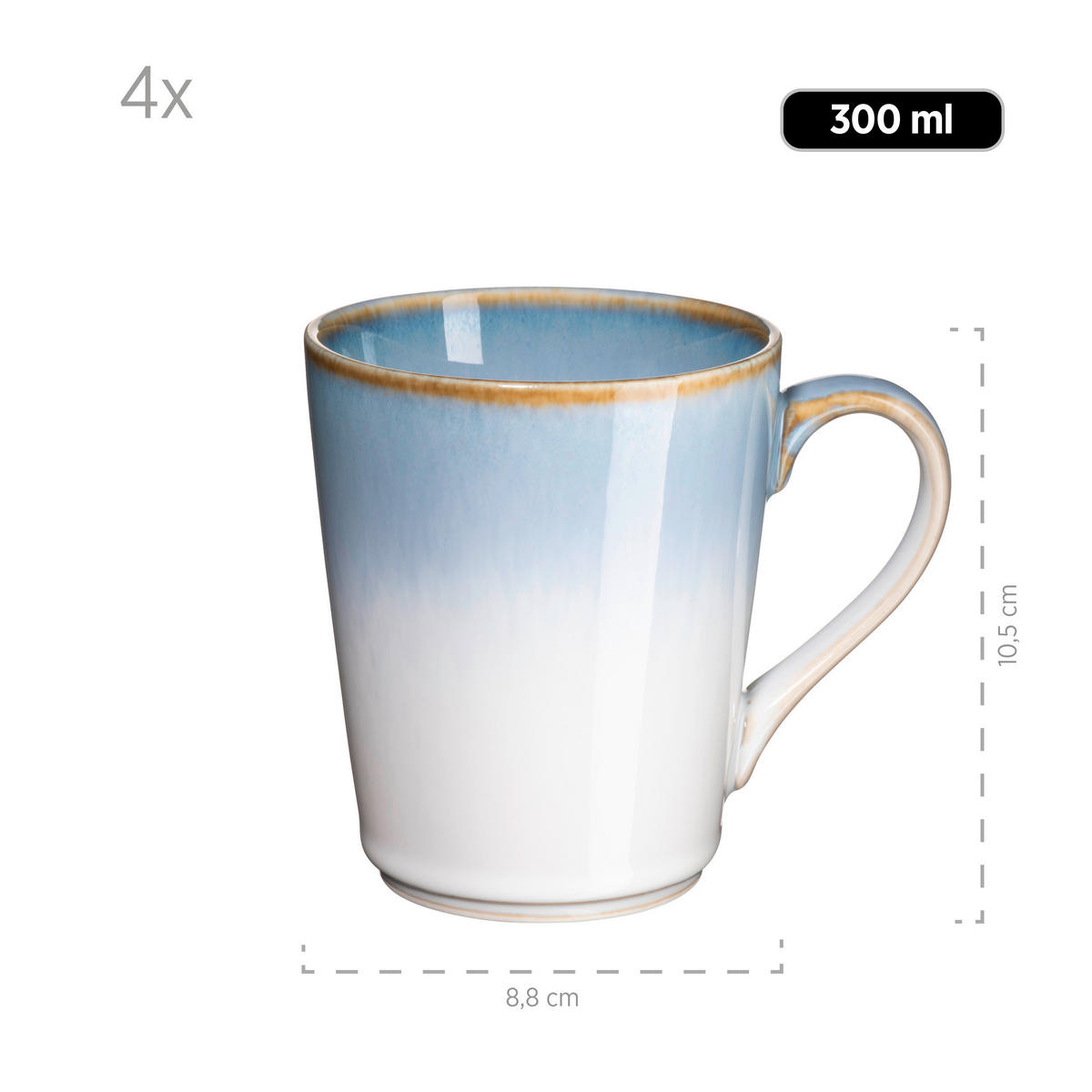 KOMBISERVICE Blau, Weiß La Sinfonia 16-teilig 4 Personen  - Blau/Weiß, Basics, Keramik (39,5/34,8/35,5cm) - Mäser