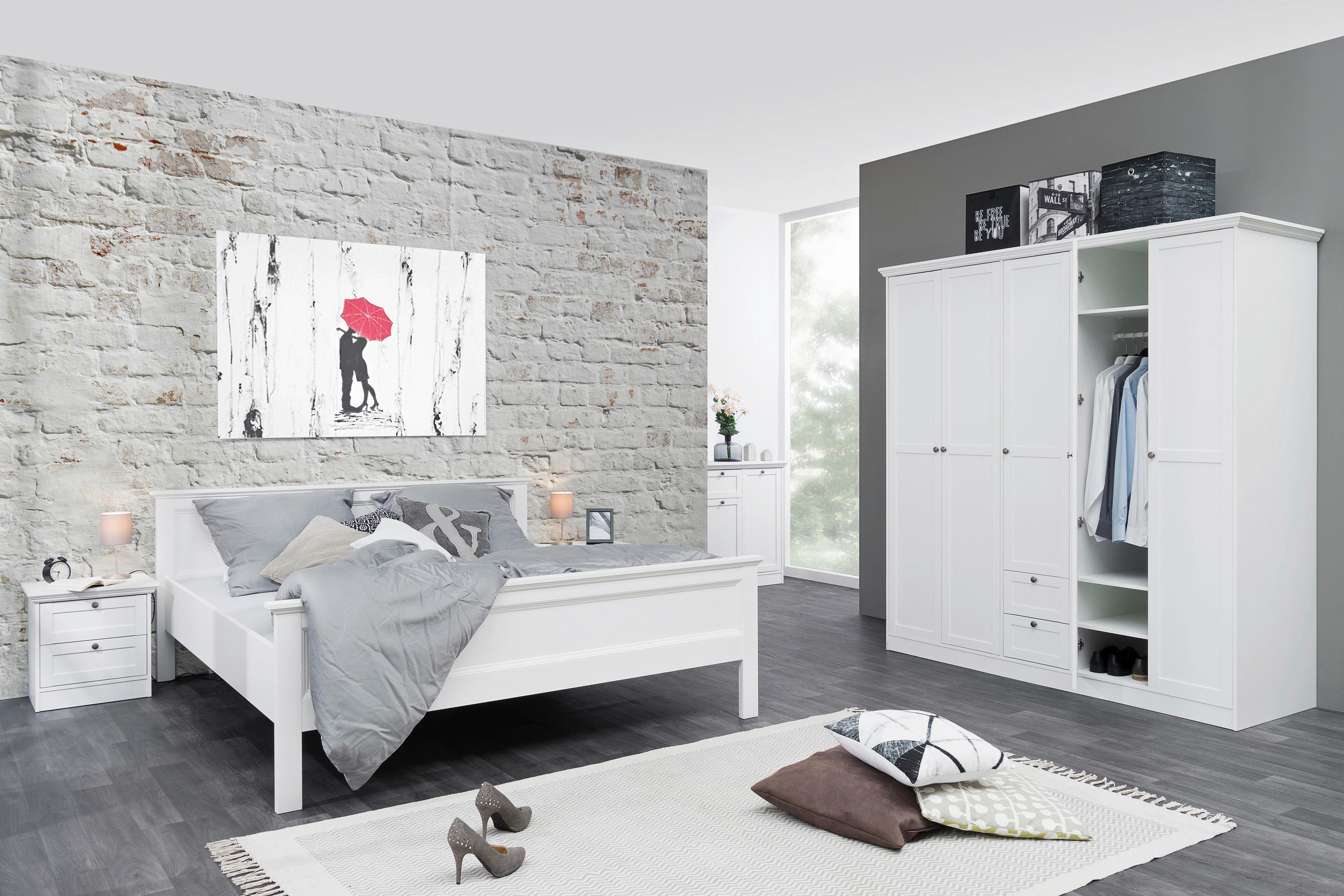 ŠATNÍ SKŘÍŇ S OTOČNÝMI DVEŘMI, bílá, 190/200/67 cm - bílá/barvy stříbra, Lifestyle, kov/kompozitní dřevo (190/200/67cm) - MID.YOU