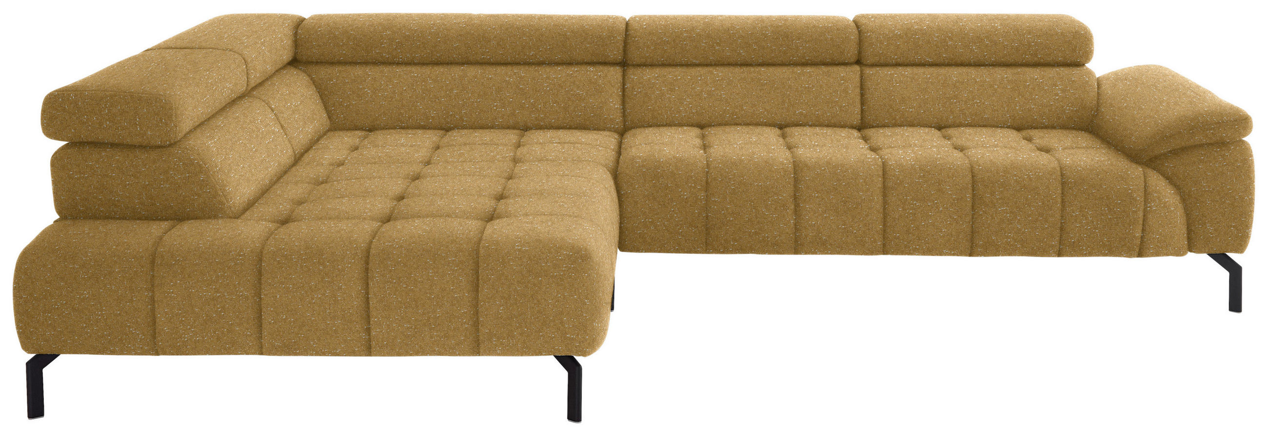 ECKSOFA in Chenille Currygelb  - Currygelb/Schwarz, Design, Textil/Metall (222/323cm) - Beldomo Style