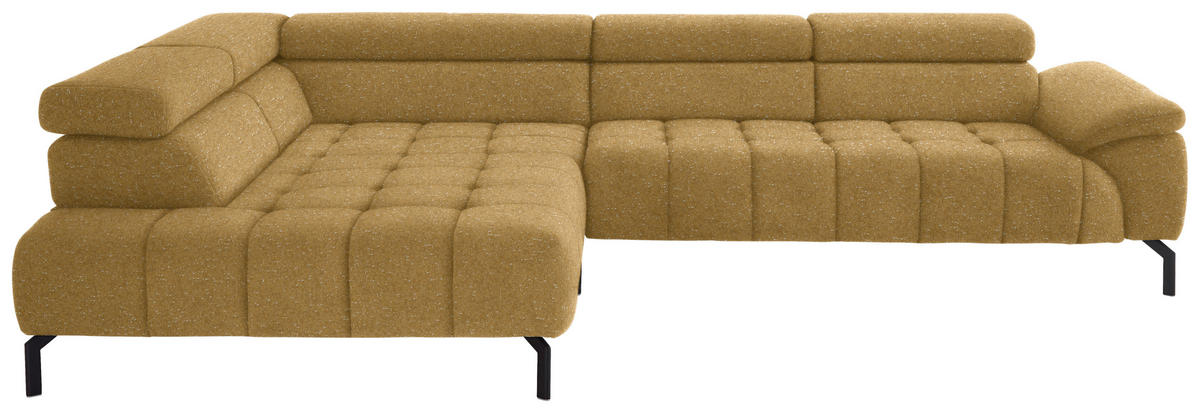 ECKSOFA in Chenille Currygelb  - Currygelb/Schwarz, Design, Textil/Metall (222/323cm) - Beldomo Style