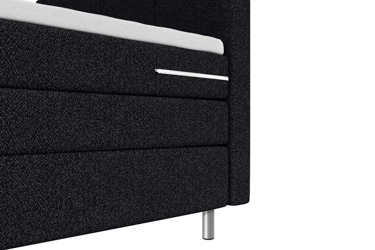 BOXSPRINGBETT 160/200 cm,  in Schwarz, Bettkasten, Topper, Matratzen, H3 = fest  - Chromfarben/Schwarz, KONVENTIONELL, Kunststoff/Textil (160/200cm) - Boxxx