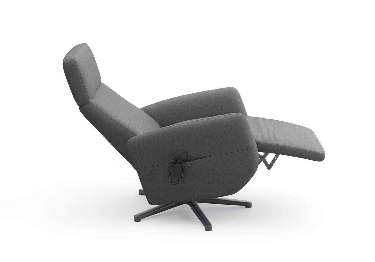 RELAXSESSEL in Textil Dunkelgrau  - Dunkelgrau/Schwarz, Konventionell, Textil/Metall (71/110/82cm) - Sit & More
