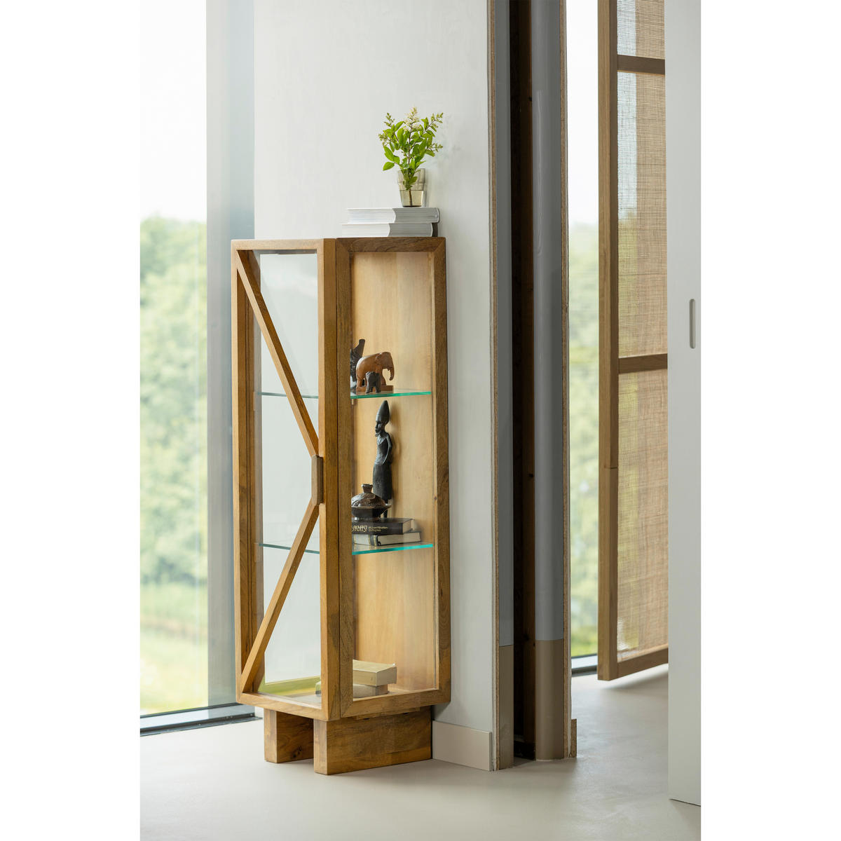 VITRINE Kella in vollmassiv Mangoholz Naturfarben  - Naturfarben, Design, Glas/Holz (40/137/39cm) - Livetastic