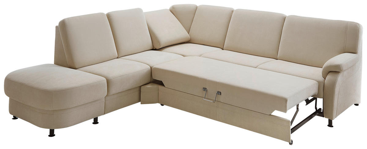 ECKSOFA in Flachgewebe Beige  - Beige/Schwarz, Konventionell, Textil/Metall (287/269cm) - Beldomo System
