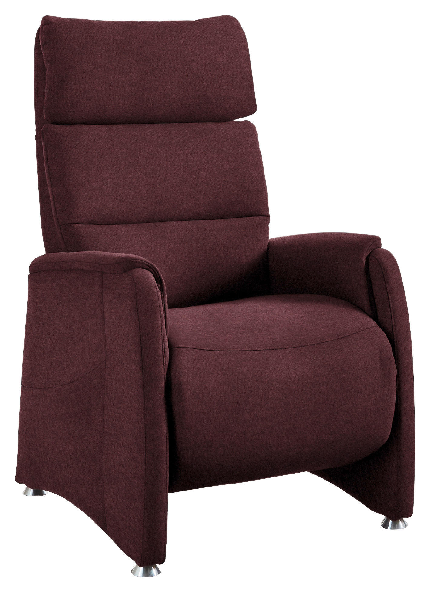 RECLINERFÅTÖLJ i flatväv bordeaux  - bordeaux/aluminiumfärg, Klassisk, metall/textil (69/111/83cm) - Livetastic
