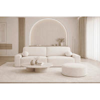 SCHLAFSOFA OVAL in Bouclé Elfenbein  - Elfenbein/Schwarz, Design, Kunststoff/Textil (268/85/110cm) - MID.YOU