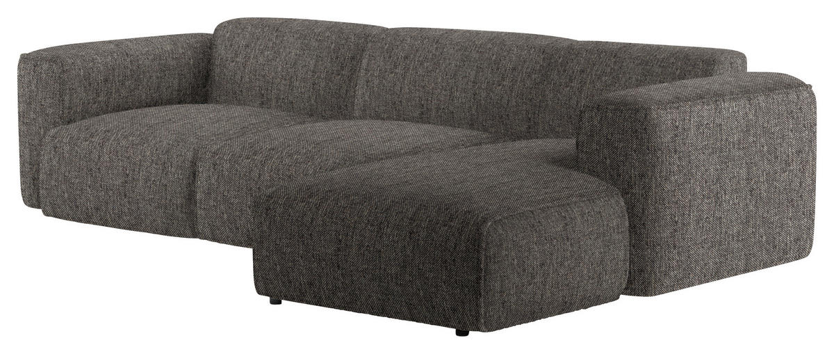 ECKSOFA Dunkelbraun Webstoff Rücken echt  - Dunkelbraun/Schwarz, Design, Kunststoff/Textil (290/171cm) - home24