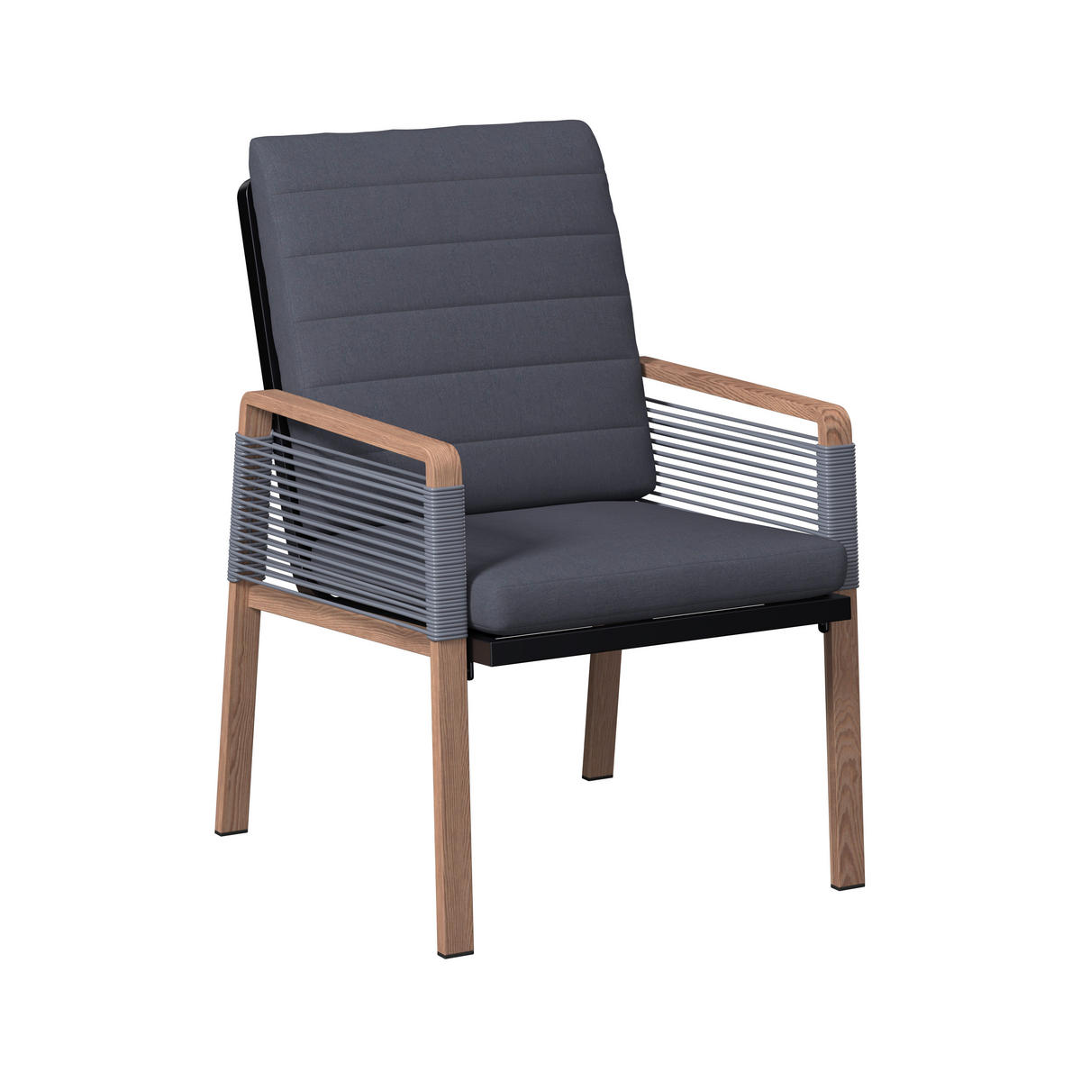 LOUNGEGARNITUR 4-teilig   Eisen  - Dunkelgrau/Naturfarben, MODERN, Kunststoff/Textil - Ambia Garden