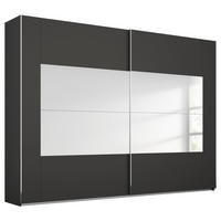 SCHWEBETÜRENSCHRANK 316/223/68 cm,  in Graphitfarben, 2 Tür(en)  - Chromfarben/Graphitfarben, Design, Glas/Holzwerkstoff (316/223/68cm) - Xora
