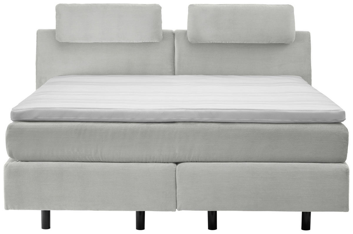 BOXSPRINGBETT 180/200 cm  in Hellgrau  - Hellgrau/Schwarz, Modern, Kunststoff/Textil (180/200cm) - Beldomo - Sleep