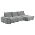 ECKSOFA in Velours Grau  - Schwarz/Grau, Design, Kunststoff/Textil (342/174cm) - Xora