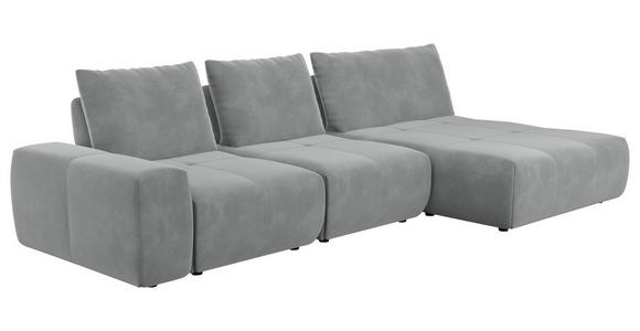 ECKSOFA in Velours Grau  - Schwarz/Grau, Design, Kunststoff/Textil (342/174cm) - Xora