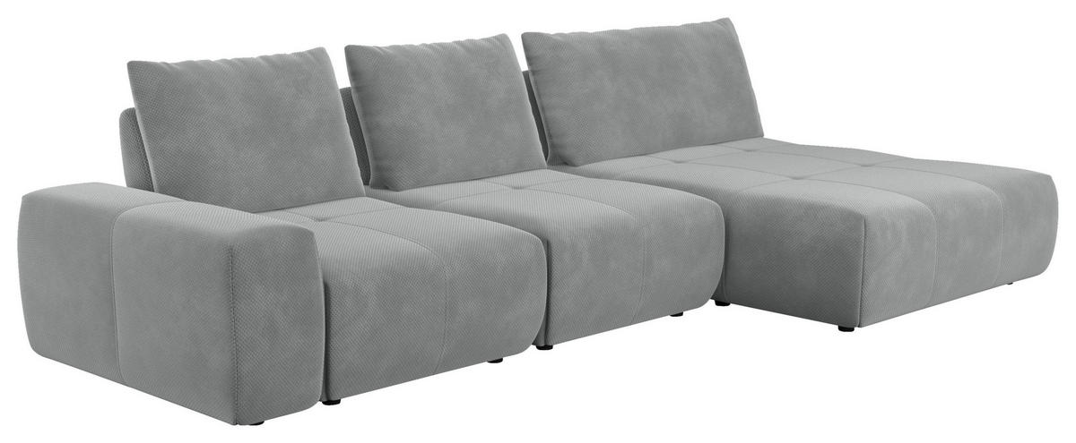 ECKSOFA in Velours Grau  - Schwarz/Grau, Design, Kunststoff/Textil (347/174cm) - Xora