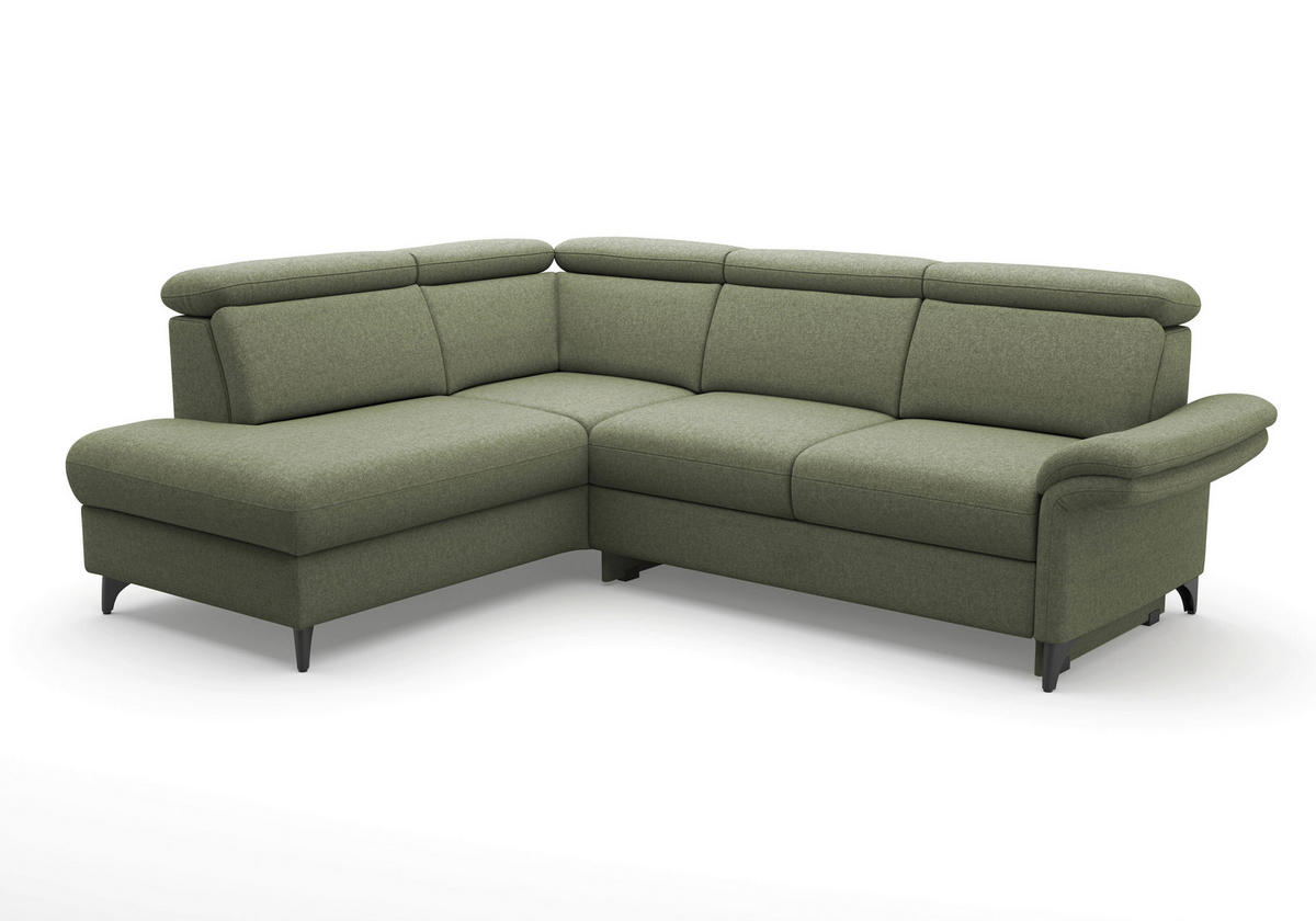 ECKSOFA GLENDALE E Olivgrün Flachgewebe  - Schwarz/Olivgrün, KONVENTIONELL, Textil/Metall (193/247cm) - Sit & More
