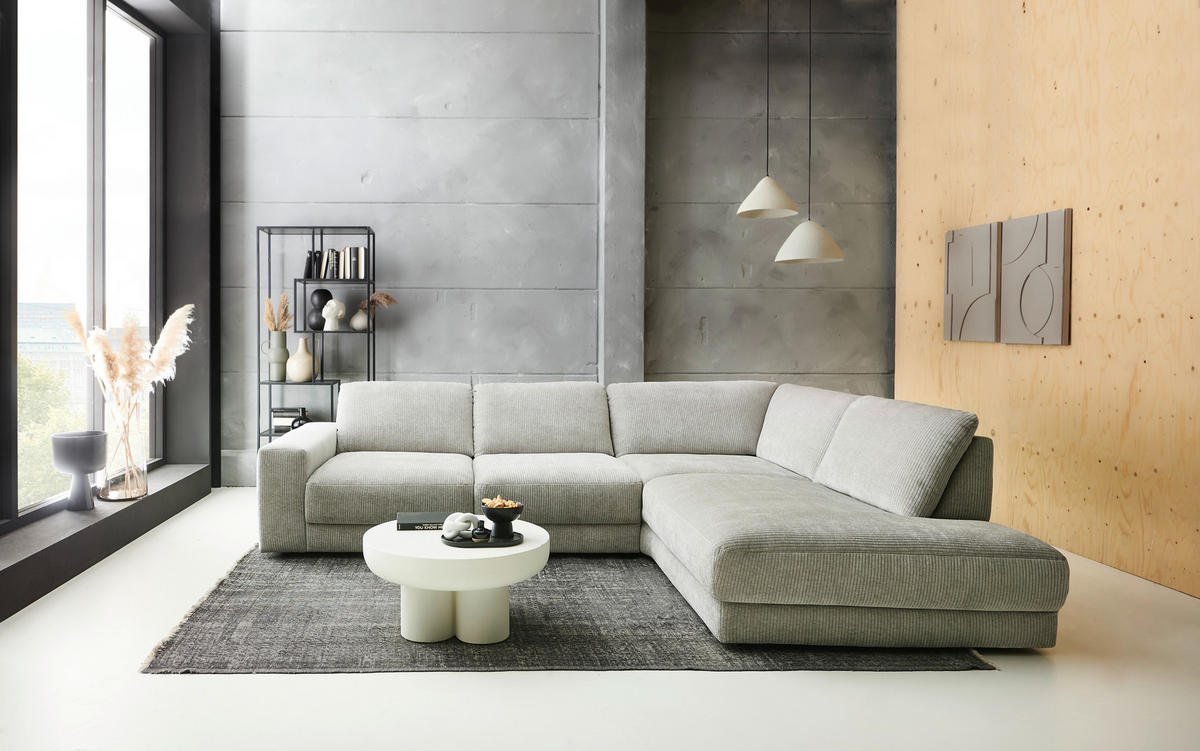 ECKSOFA in Chenille, Jacquard Silberfarben  - Silberfarben/Schwarz, Design, Kunststoff/Textil (316/242cm) - Niels Andersson