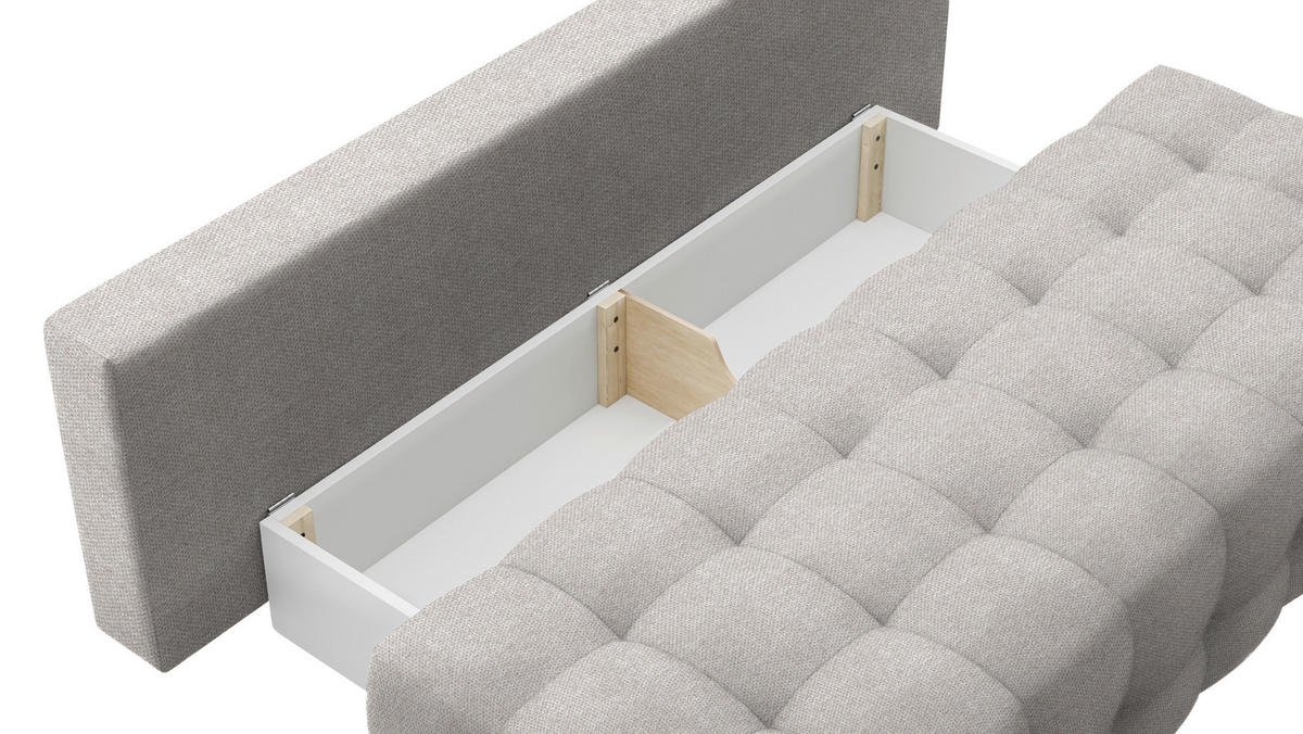 SCHLAFSOFA  mit Stoffauswahl, Schlafen auf Sitzhöhe, Rücken echt Struktur Hellgrau  - Hellgrau/Schwarz, KONVENTIONELL, Kunststoff/Textil (209/96/100cm) - Stylife