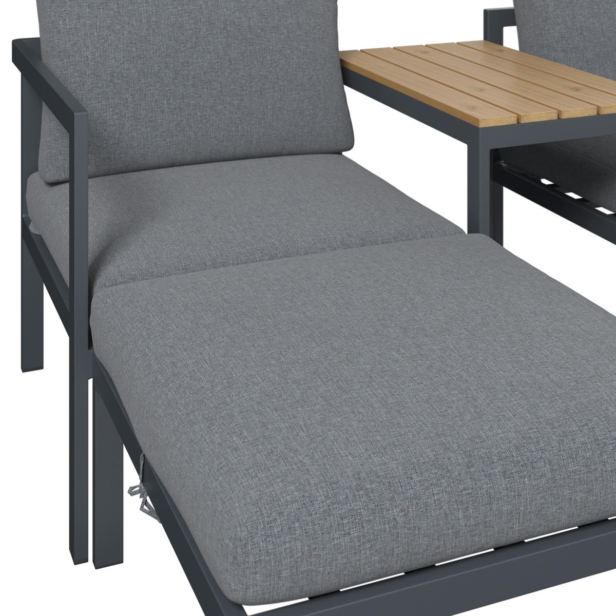 LOUNGEGARNITUR 5-teilig   66/64/65.5 cm Stahl  - Dunkelgrau/Naturfarben, MODERN, Kunststoff/Textil (66/64/65.5cm) - Ambia Garden