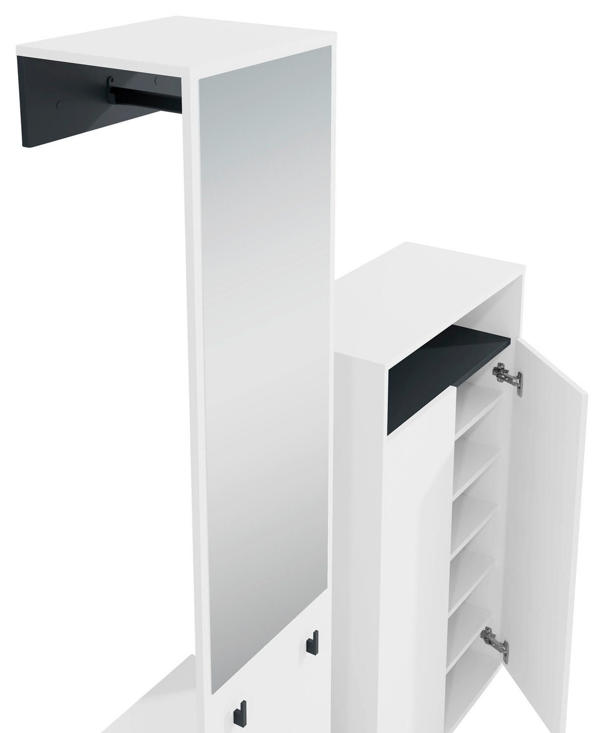 GARDEROBE 2-teilig  in 110/186/35 cm  - Schwarz/Weiß, Design, Holzwerkstoff (110/186/35cm) - MID.YOU