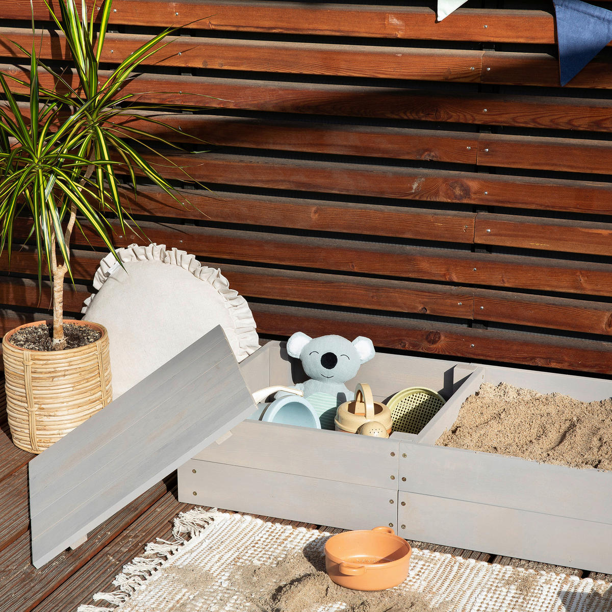 SANDKASTEN 150/45/20 cm  - Grau, Basics, Holz (150/45/20cm) - MUDDY BUDDY