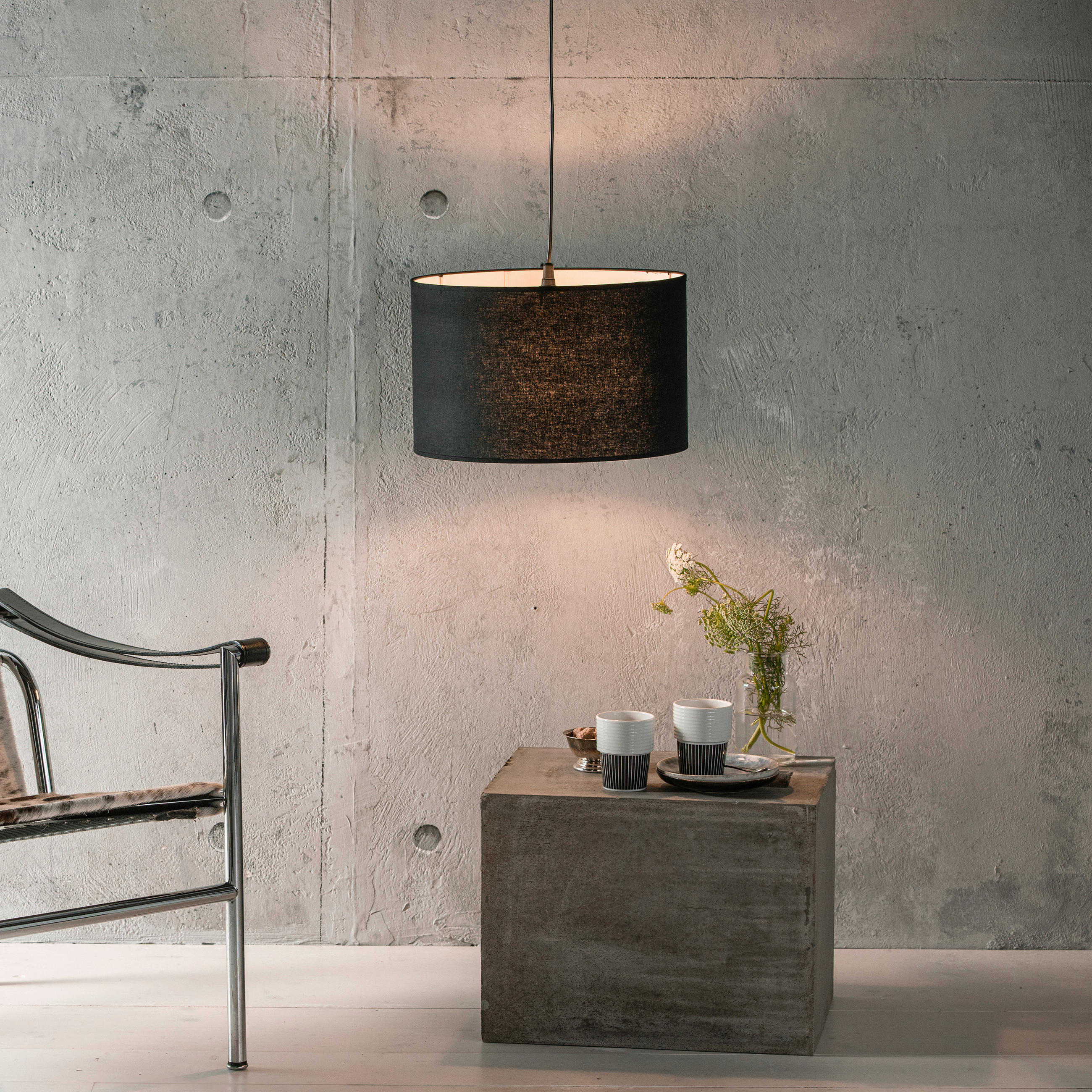 PENDELLEUCHTE 38/120 cm   - Schwarz, KONVENTIONELL, Textil/Metall (38/120cm) - Brilliant