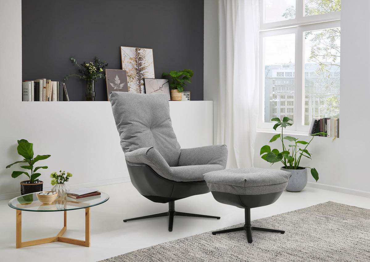 POČIVALNIK S PODNOŽNIKOM,  črna, temno siva kovina, tekstil - temno siva/črna, Design, kovina/tekstil (78/100/77,5cm) - Carryhome