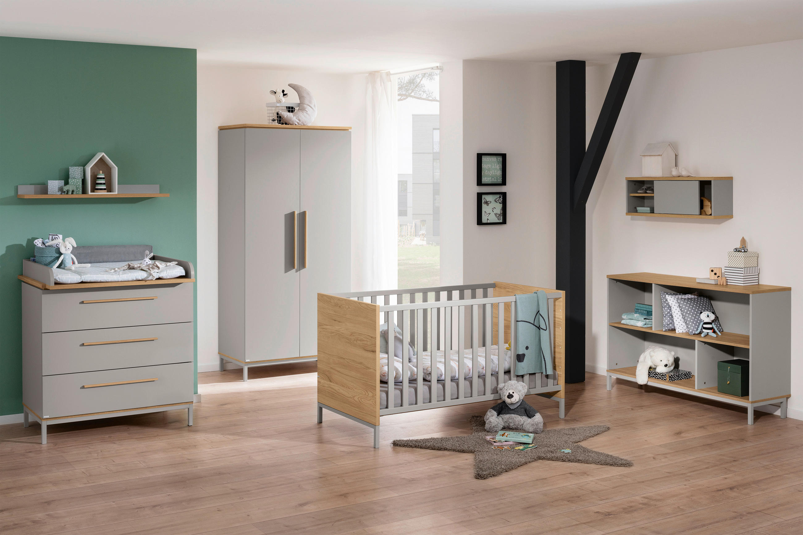 GITTERBETT 70/140 cm  - Eichefarben/Hellgrau, Basics, Holzwerkstoff (70/140cm) - Paidi