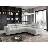 ECKSOFA FERUCCE Grau Teddystoff Bettkasten, Kopfteilverstellung  - Schwarz/Grau, Design, Textil/Metall (276/200cm) - MID.YOU