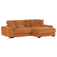 ECKSOFA in Flachgewebe Rostfarben  - Rostfarben/Schwarz, KONVENTIONELL, Holz/Textil (280/190cm) - Carryhome