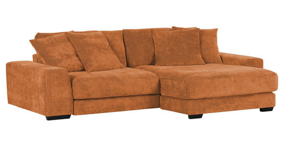 ECKSOFA in Flachgewebe Rostfarben  - Rostfarben/Schwarz, KONVENTIONELL, Holz/Textil (280/190cm) - Carryhome