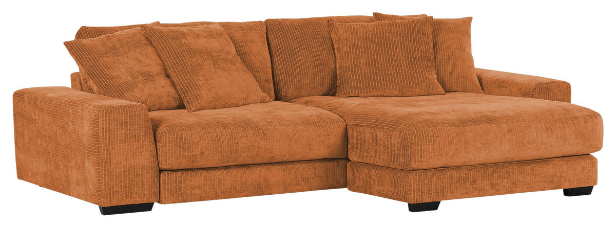 ECKSOFA in Flachgewebe Rostfarben  - Rostfarben/Schwarz, Konventionell, Holz/Textil (280/190cm) - Carryhome