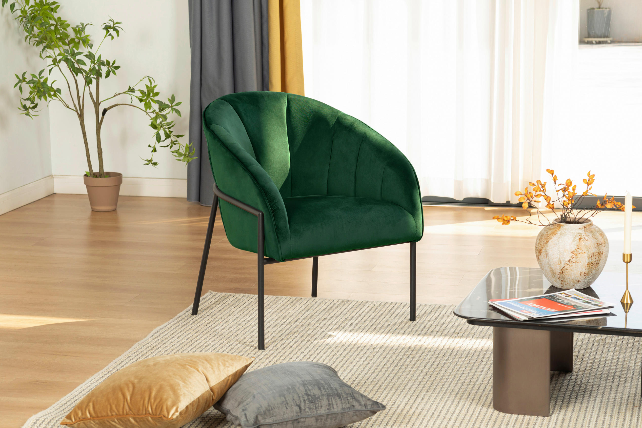 FOTOLIU in textil verde  - verde/negru, Design, metal/textil (71/84/69cm) - Livetastic
