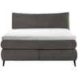 BOXSPRINGBETT 180/200 cm,  in Dunkelgrau, gepolstertes Kopfteil, Topper, Matratzen, H3 + H4 = fest + sehr fest  - Dunkelgrau/Schwarz, Trend, Holz/Textil (180/200cm) - Esposa