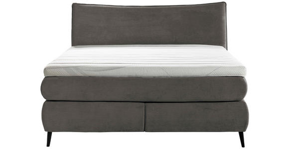 BOXSPRINGBETT 180/200 cm,  in Dunkelgrau, gepolstertes Kopfteil, Topper, Matratzen, H3 + H4 = fest + sehr fest  - Dunkelgrau/Schwarz, Trend, Holz/Textil (180/200cm) - Esposa