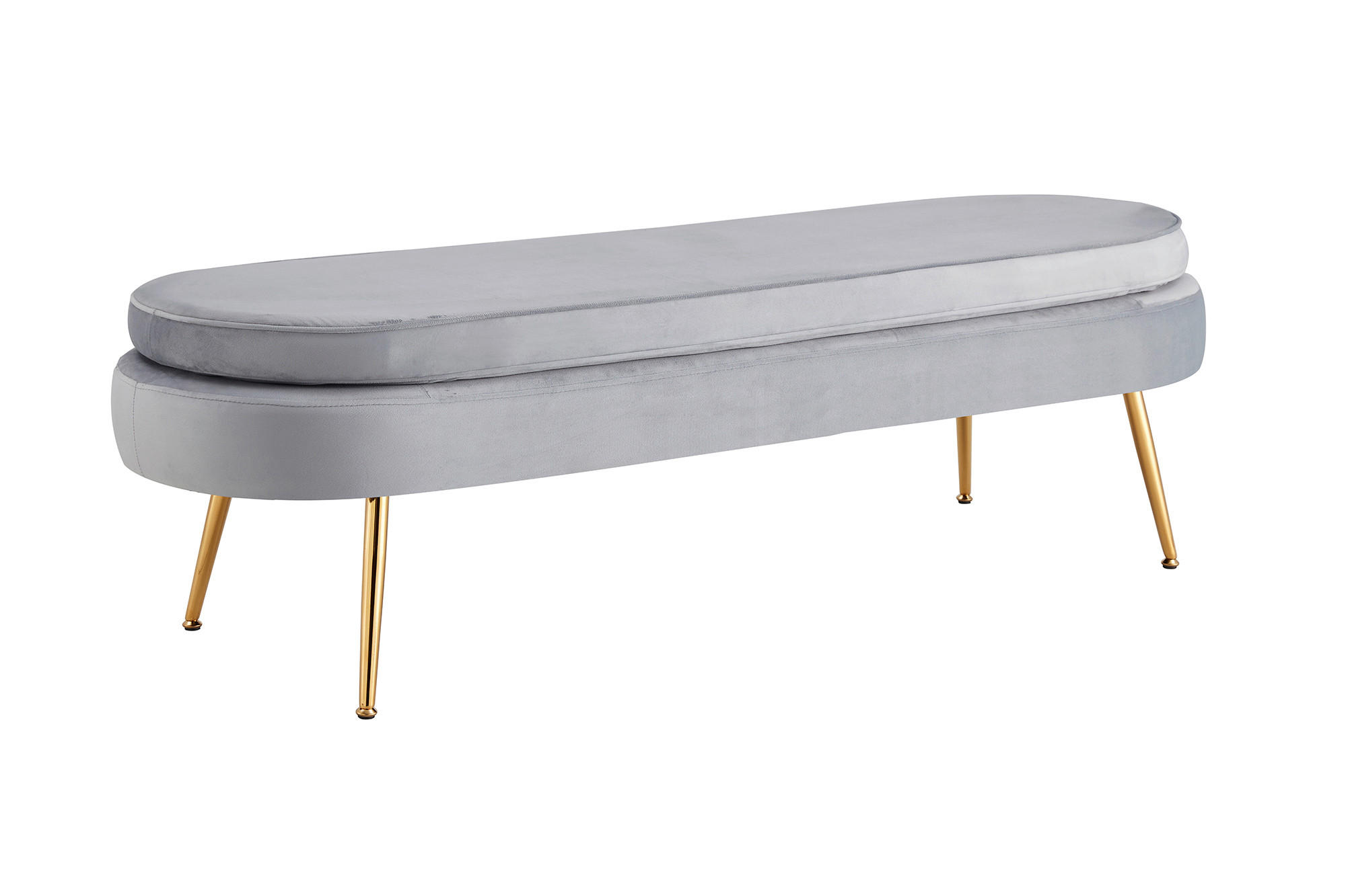 HOCKER in Textil Hellgrau - Goldfarben/Hellgrau, MODERN, Textil/Metall (142/41/45cm) - Livetastic