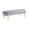 HOCKER in Textil Hellgrau  - Goldfarben/Hellgrau, MODERN, Textil/Metall (142/41/45cm) - Livetastic