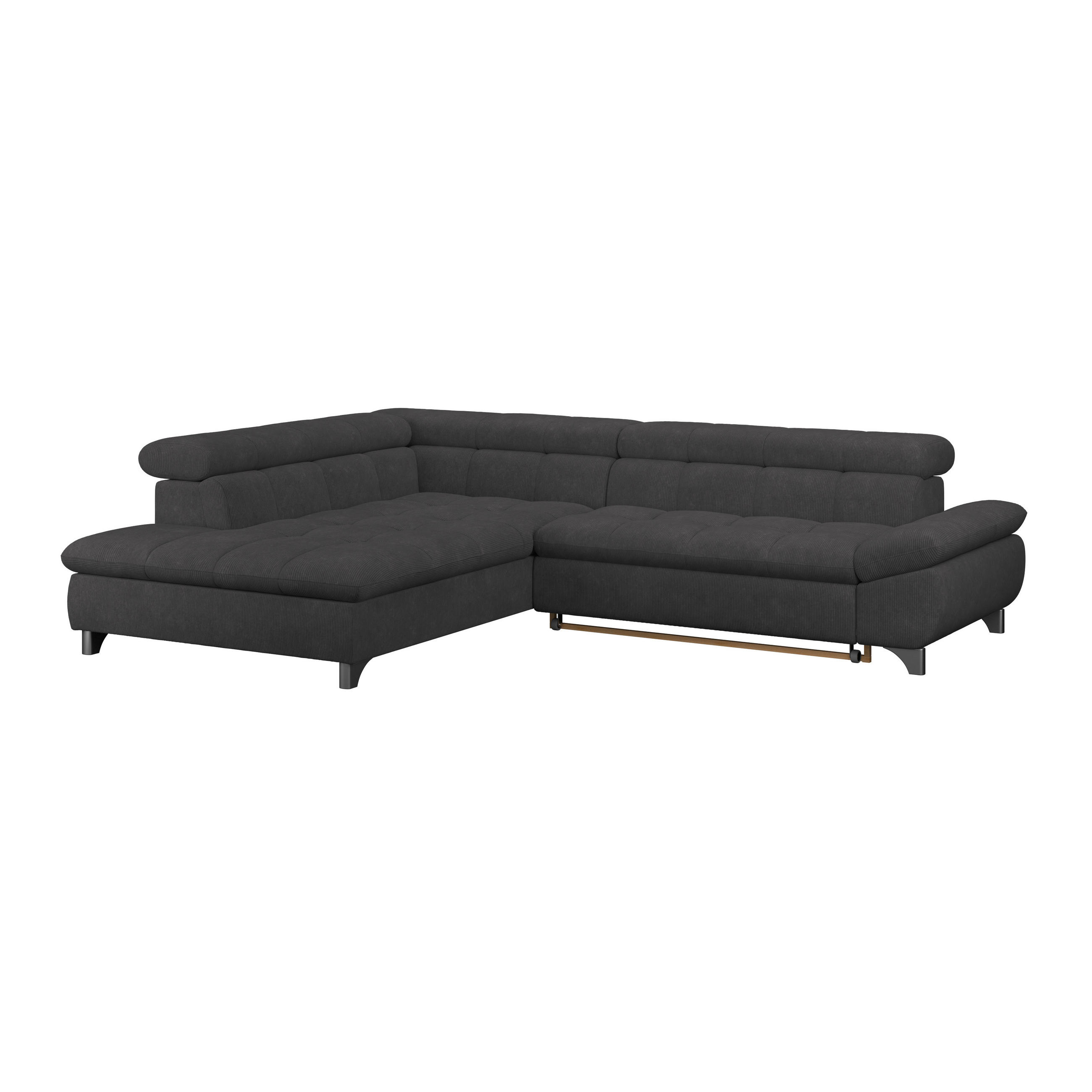 ECKSOFA Schwarz Chenille  - Chromfarben/Schwarz, KONVENTIONELL, Textil/Metall (234/312cm) - Livetastic