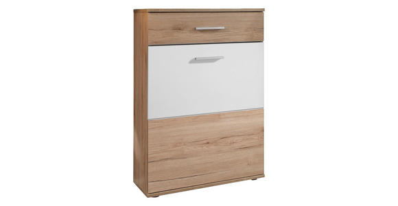 SCHUHSCHRANK 65/100/36 cm - Eichefarben/Silberfarben, MODERN, Holzwerkstoff/Kunststoff (65/100/36cm) - Voleo