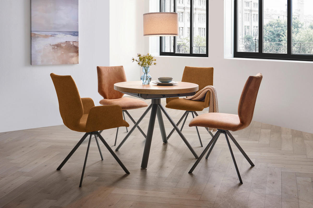 ARMLEHNSTUHL  Lederauswahl, Stoffauswahl, Typenauswahl, inklusive Armlehnen Mikrofaser  - Anthrazit/Senfgelb, Design, Textil/Metall (57/92/63cm) - Venjakob