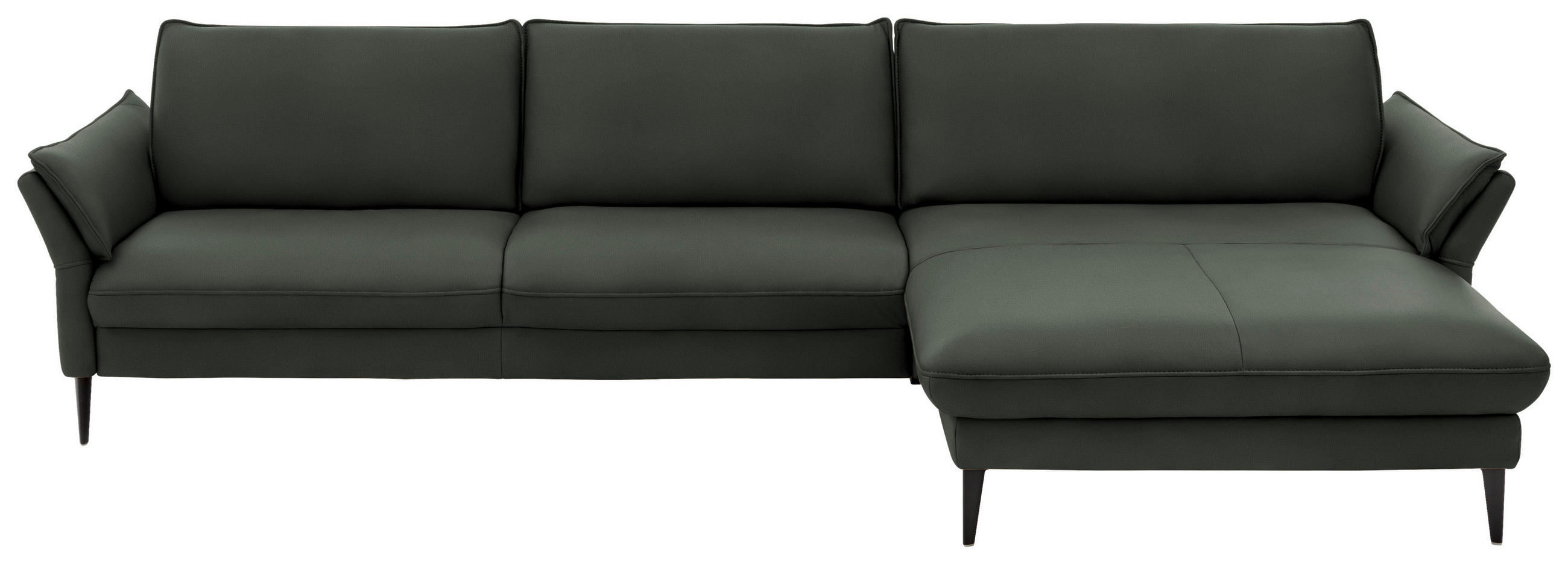 ECKSOFA Olivgrün Echtleder  - Schwarz/Olivgrün, Design, Leder/Metall (334/172cm) - Hukla
