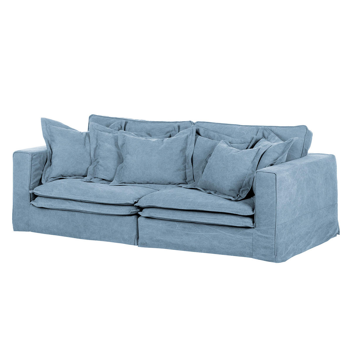 3-SITZER-SOFA STELLA in Webstoff Blau  - Blau/Schwarz, Design, Kunststoff/Textil (238/90/119cm) - P & B