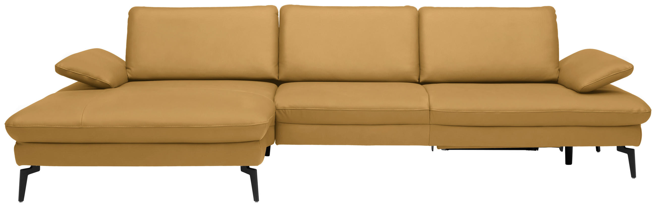 ECKSOFA in Echtleder Gelb  - Gelb/Schwarz, Design, Leder/Metall (157/325cm) - Dieter Knoll