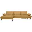 ECKSOFA in Echtleder Gelb  - Gelb/Schwarz, Design, Leder/Metall (157/325cm) - Dieter Knoll