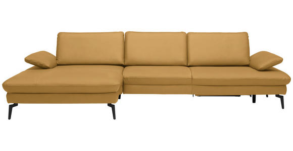 ECKSOFA in Echtleder Gelb  - Gelb/Schwarz, Design, Leder/Metall (157/325cm) - Dieter Knoll