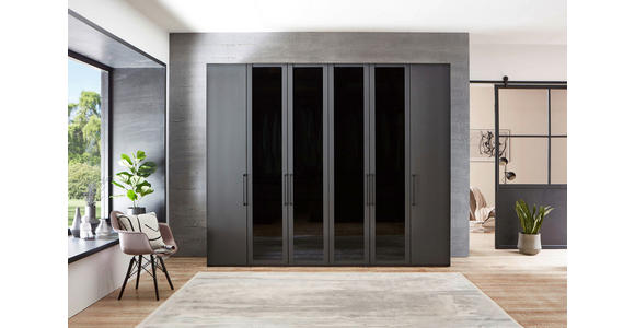 DREHTÜRENSCHRANK in Graphitfarben - Schwarz/Graphitfarben, KONVENTIONELL, Glas/Holzwerkstoff (300/236/58cm) - Novel