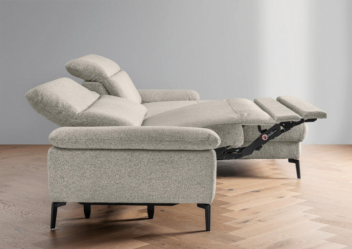 ECKSOFA Struktur Silberfarben  - Silberfarben/Schwarz, Konventionell, Textil/Metall (300/178cm) - Livetastic