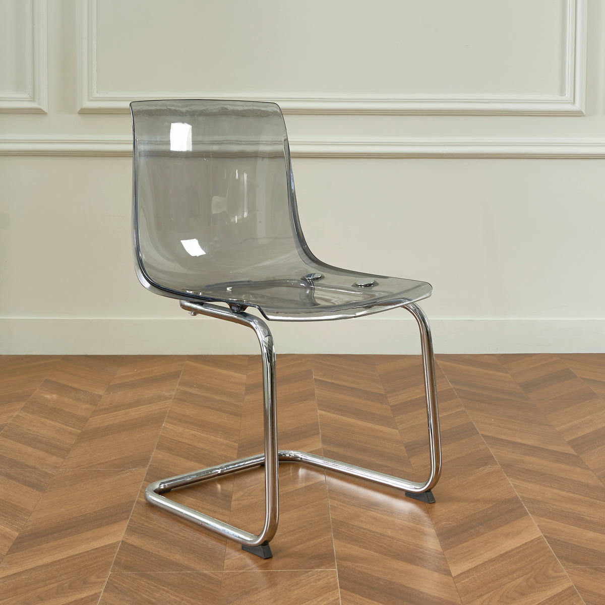 STUHL - Chromfarben/Hellgrau, Design, Kunststoff/Metall (48/86/50cm) - Stylife