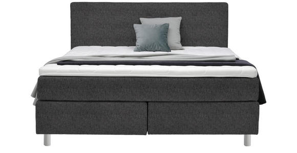 BOXSPRINGBETT 180/200 cm  in Dunkelgrau  - Chromfarben/Dunkelgrau, KONVENTIONELL, Kunststoff/Textil (180/200cm) - Voleo