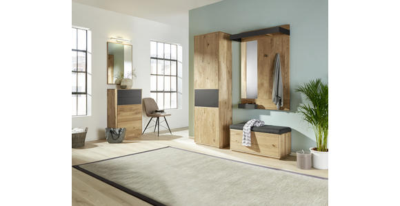 SCHUHSCHRANK 60/105/38 cm - Eichefarben/Anthrazit, Natur, Glas/Holz (60/105/38cm) - Waldwelt