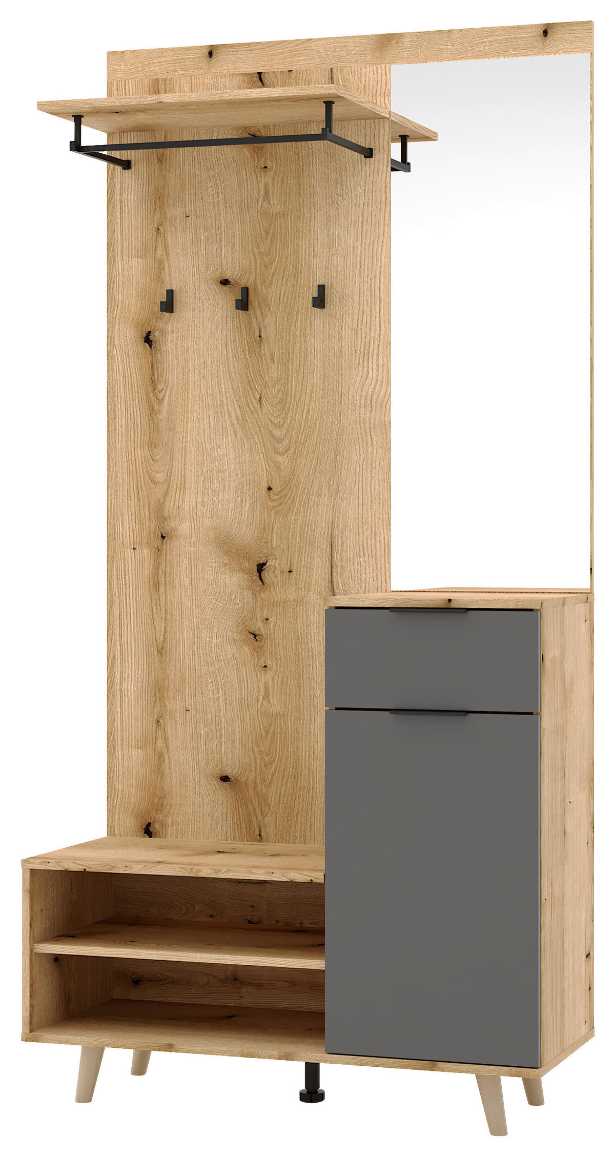 GARDEROBE  in 100/204/40 cm  - Graphitfarben/Eiche Artisan, KONVENTIONELL, Holzwerkstoff (100/204/40cm) - Boxxx
