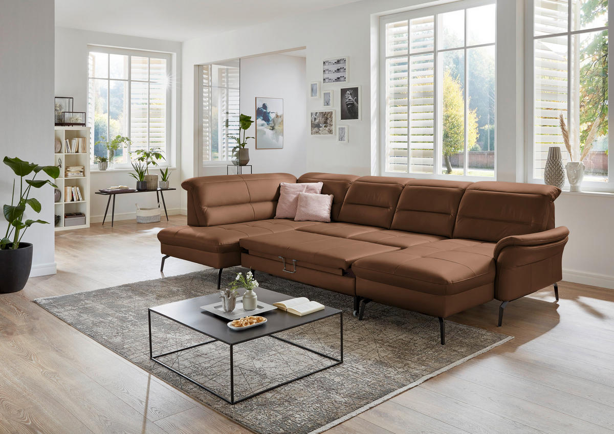 SALON PANORAMIQUE in Echtleder Braun  - Schwarz/Braun, Design, Leder/Metall (206/336/181cm) - Beldomo Speed